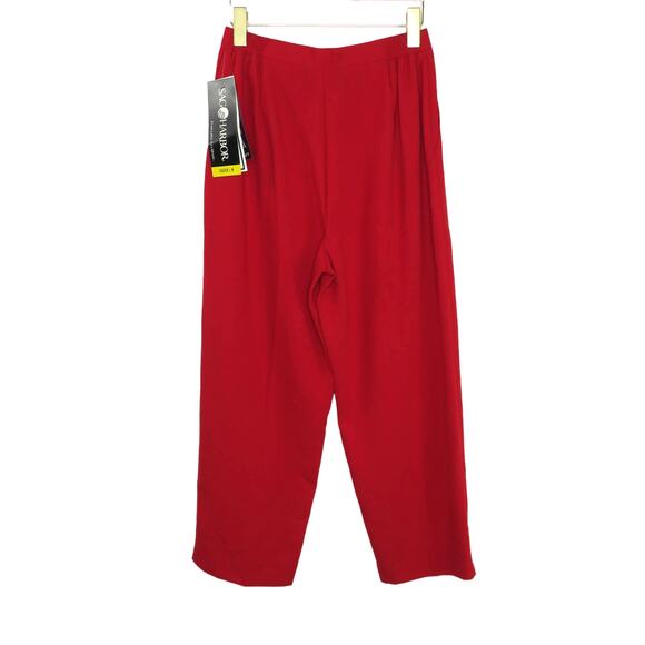 1990s Sag Harbor Vintage Trousers Red Straight Leg High Rise Pants 27" Twee - Picture 4 of 6